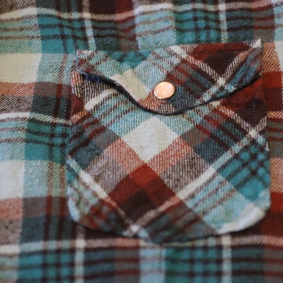 Bit & Bridle Large Flannel Western Style Pearl Snap 100% Cotton Flannel Shirt - Picture 5 of 13